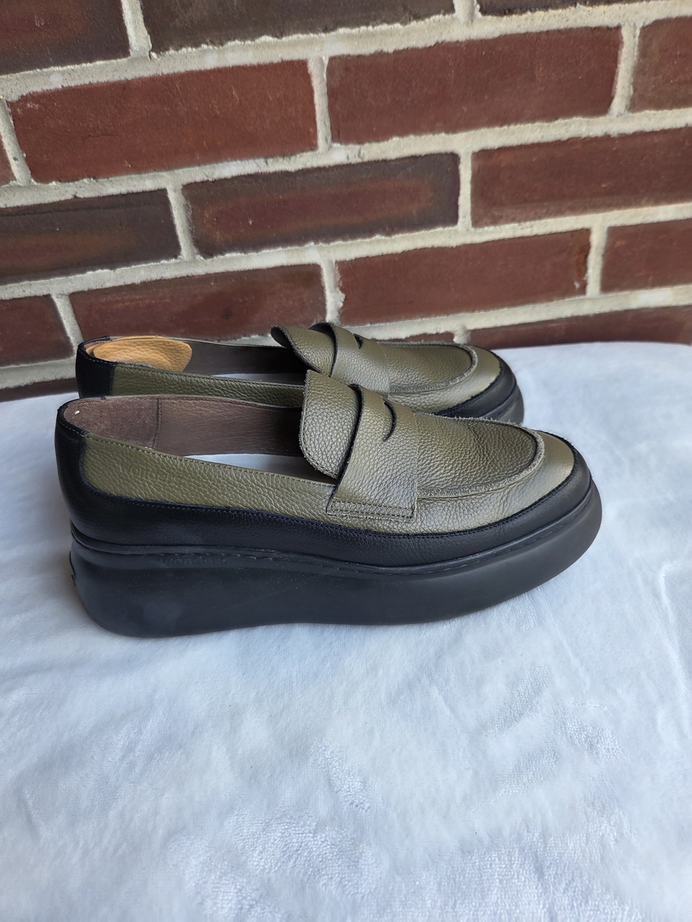 Wonders Leather Platform Penny Loafers Olive Black EU 39 Made in Spain - Picture 15 of 16